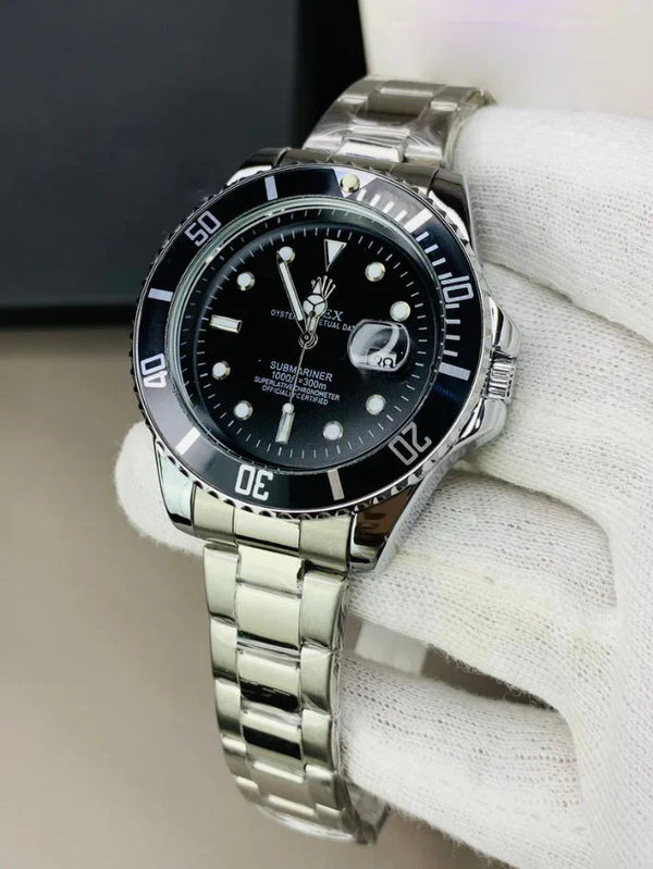 Rolex Submariner Date Watch - Silver Black
